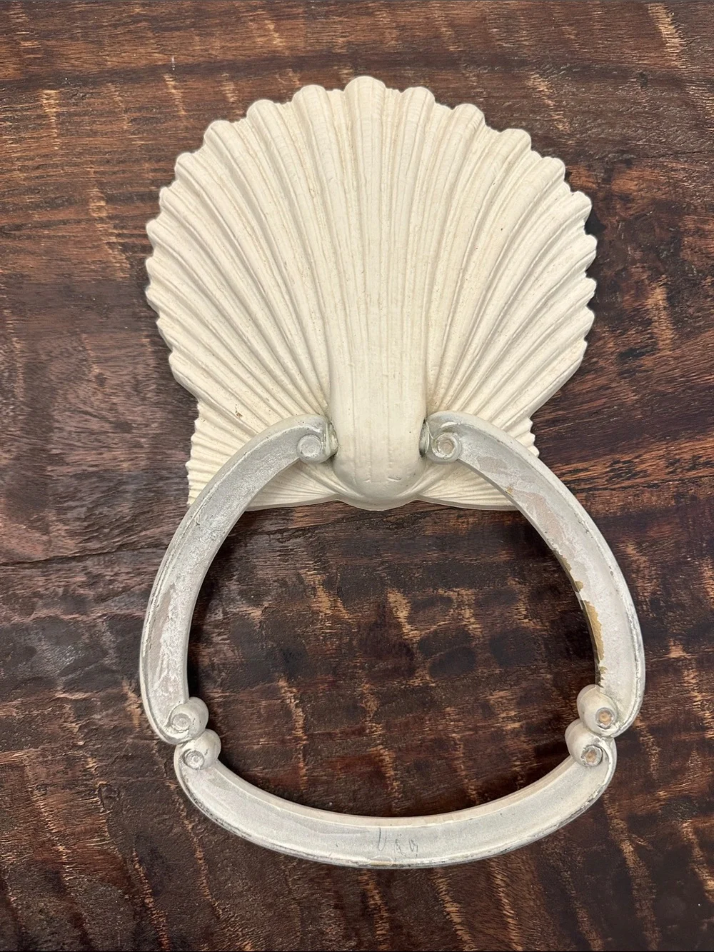 Vintage Homco Seashell Towel Ring Holder Ivory Plastic